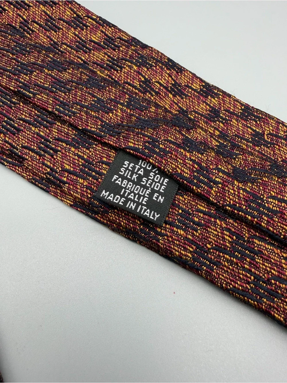 Chanel Tweed Tie in Rust and Burgundy
